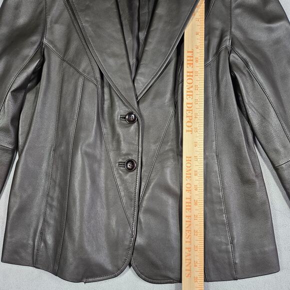 Worthington Leather Lambskin Jacket Women's Size Medium Dark Brown Lined Pockets - Picture 13 of 13